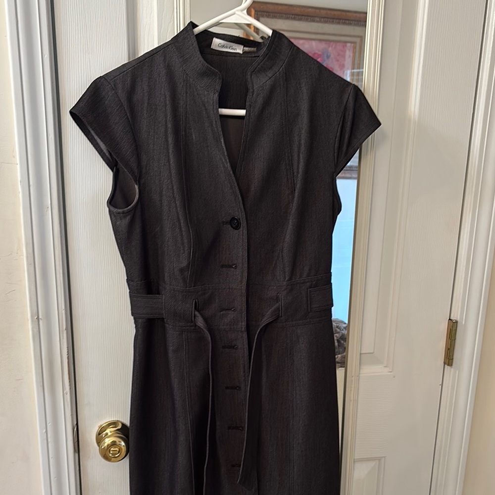 Calvin Klein Charcoal Button-Down Dress